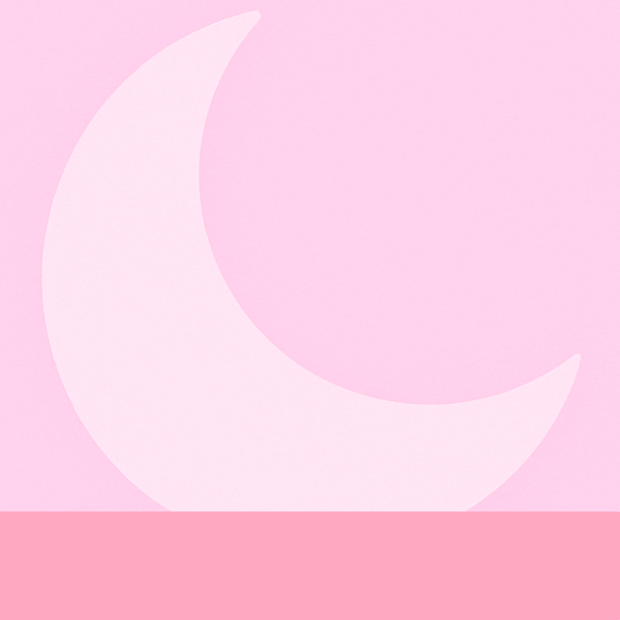 White crescent moon on a pink background
