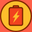 Battery icon with a lightning bolt on a yellow circle with a red border. This resembles the recharge given by the vitamin B12 in the all natural energy strips. 