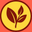 Icon of a leaf on a yellow circle with a red border against a red background representing the L-theanine in Energy Strips. Used to get a natural boost of energy without the jitters. 