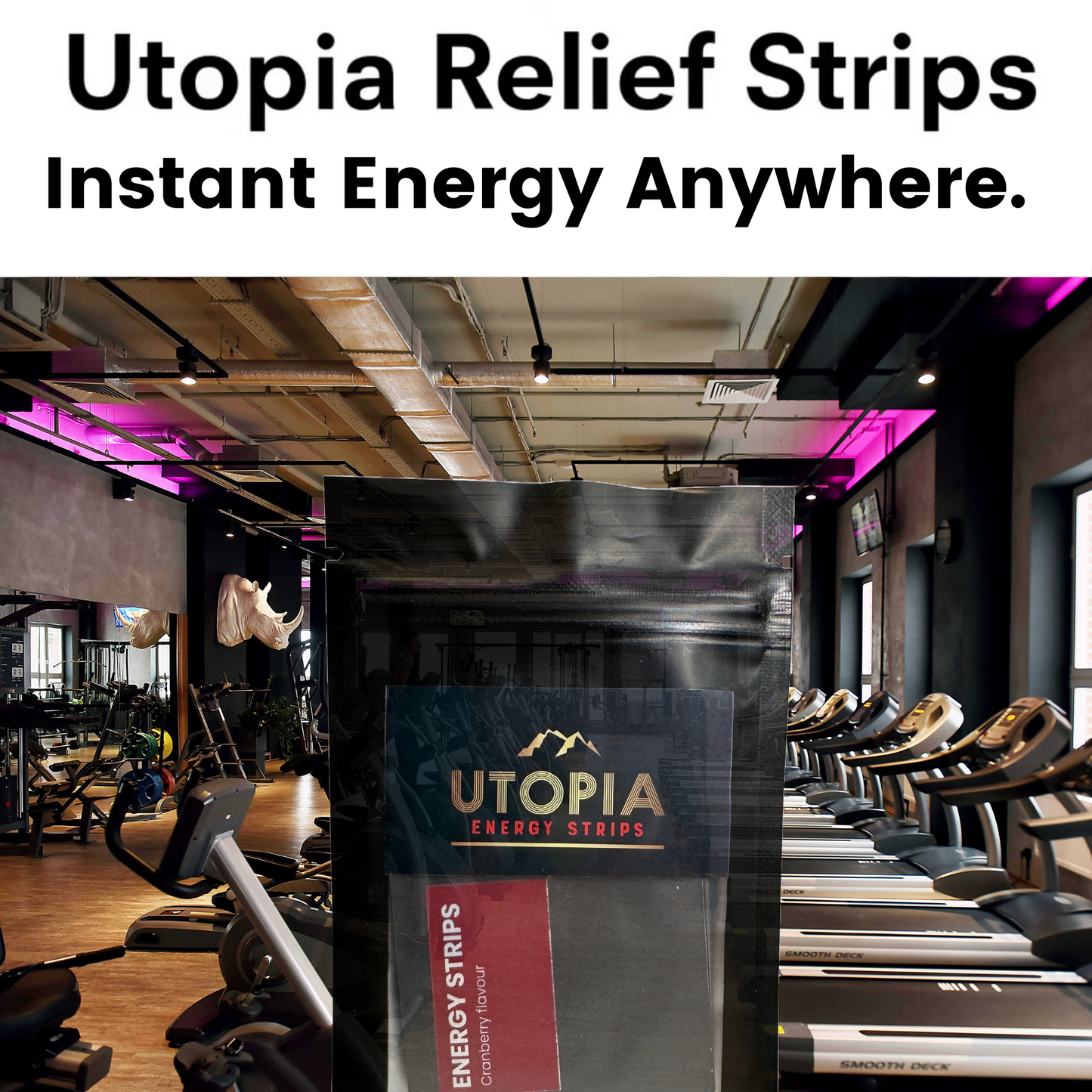 Utopia - Instant Energy Strips - (10 Count) - All Natural Solution to Boost Energy & Fix Mental Grogginess - Cranberry Flavor