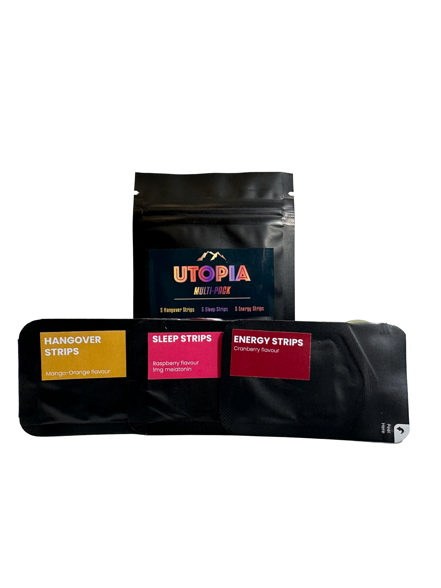 Utopia Multi Pack - (15 Count) - 5 Instant Energy Strips, 5 Hangover Prevention Strips, & 5 Sleep Well Strips - All Natural Solutions to Hangovers, Poor Sleep, & Low Energy