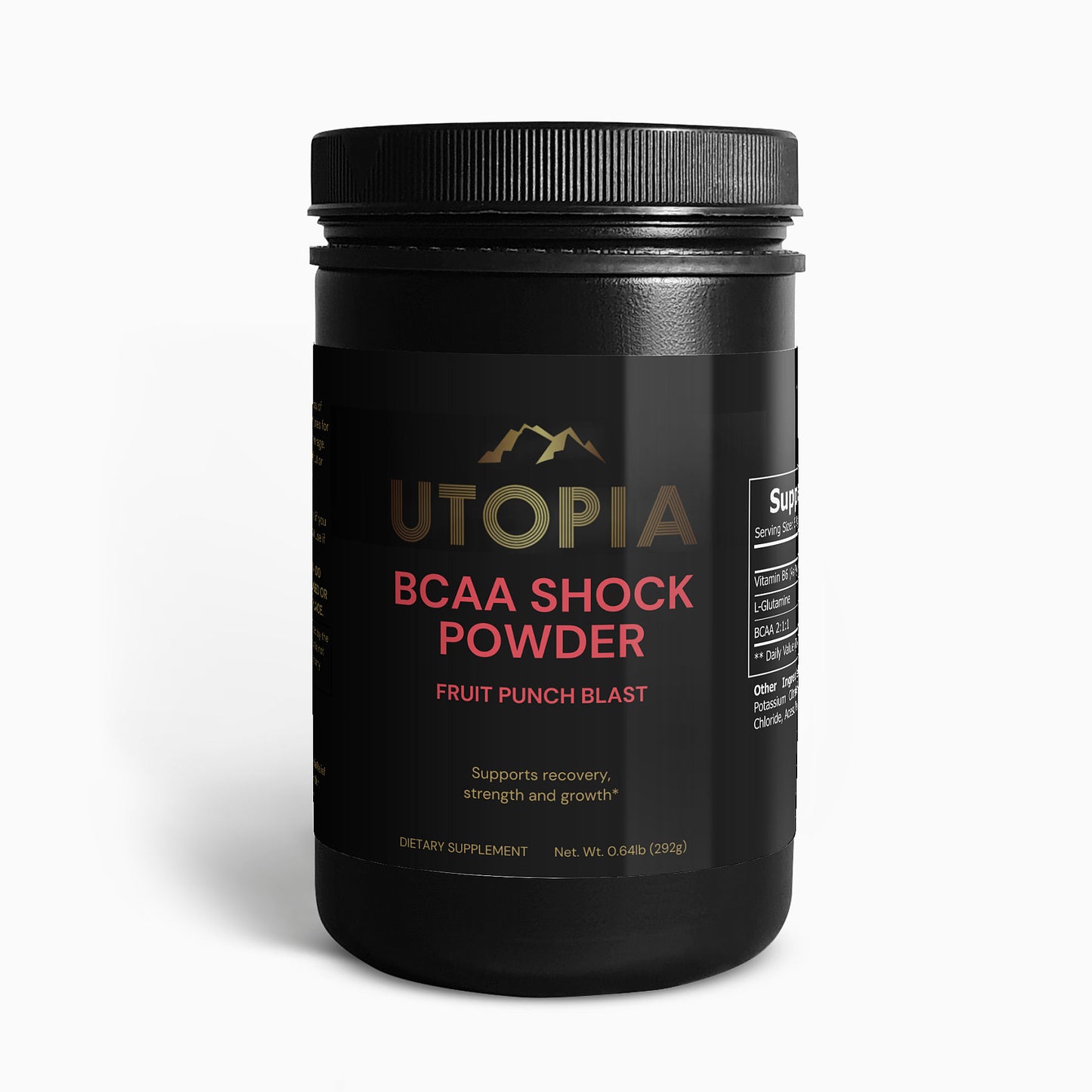 Utopia - BCAA Shock Powder - (45 Servings) - Protein Synthesis for Lean Muscle Growth & Weight Reduction - Fruit Punch Flavor