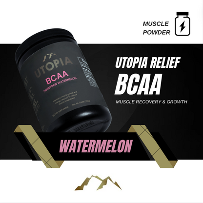 Utopia - BCAA Muscle Powder - (45 Servings) - Protein Synthesis for Lean Muscle Growth & Weight Reduction - Watermelon Flavor